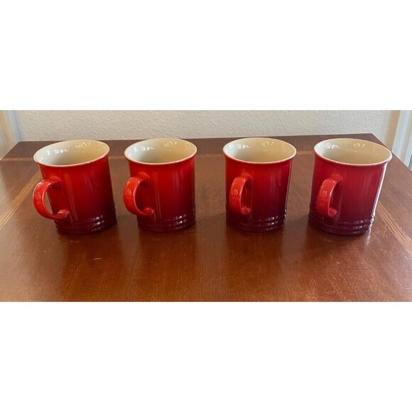 Le Creuset Set Of 4 Mugs Cerise Red Reviews | Crate & Barrel - View #12